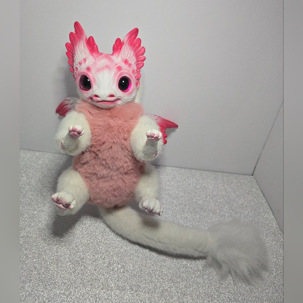 Posable Dragon Doll Plush Pink And White